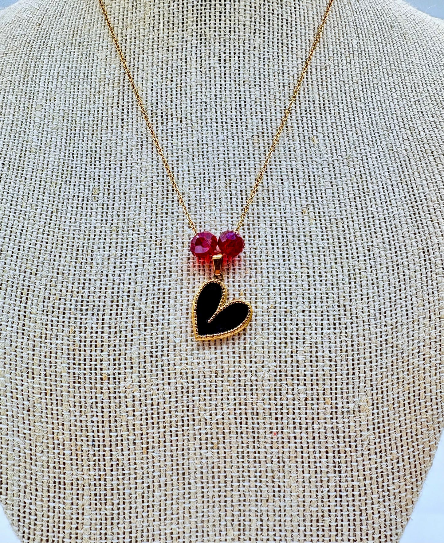 Black & Red Heart Necklace